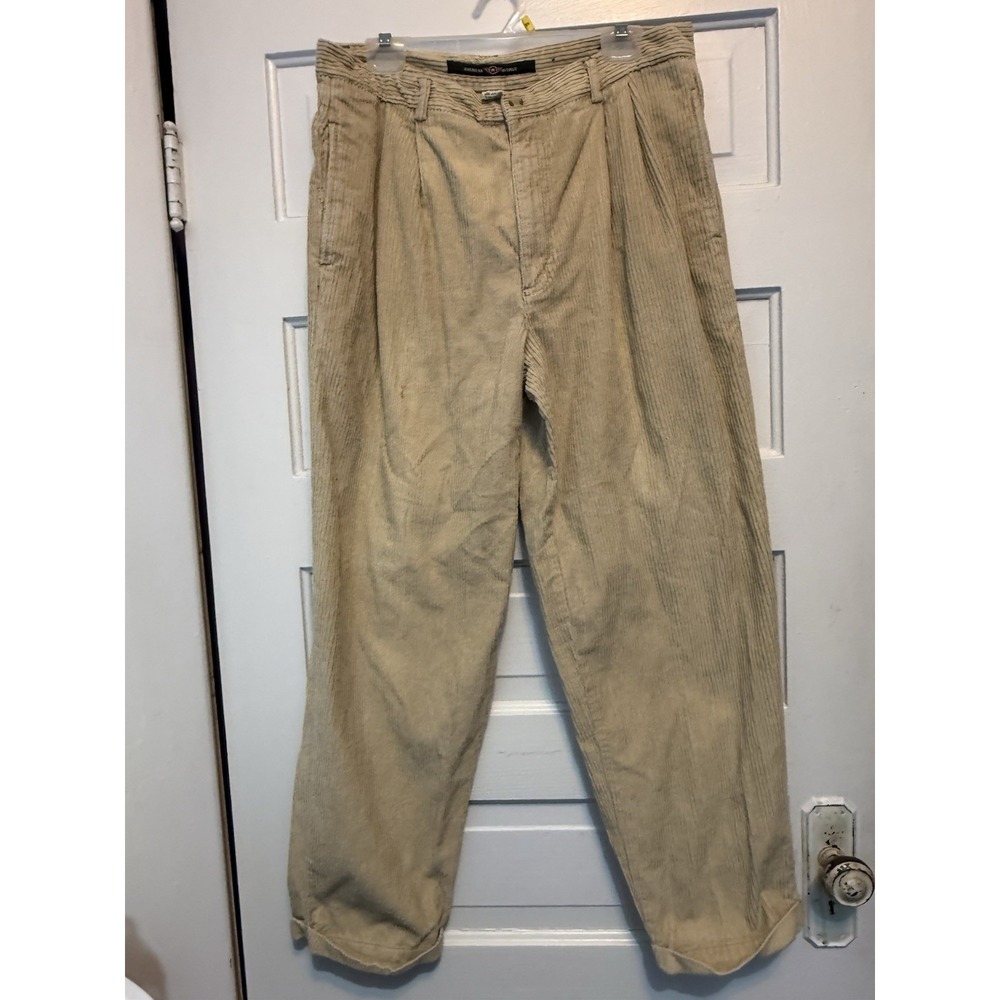 VTG 90s American Outpost Corduroy Pants Mens 36x30 Pleated Tan Baggy Skate Y2K